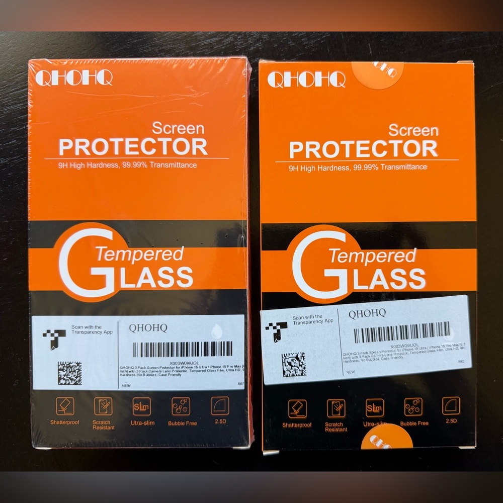 QHOHQ Apple iPhone 15 Pro Max Tempered Glass Screen Protectors